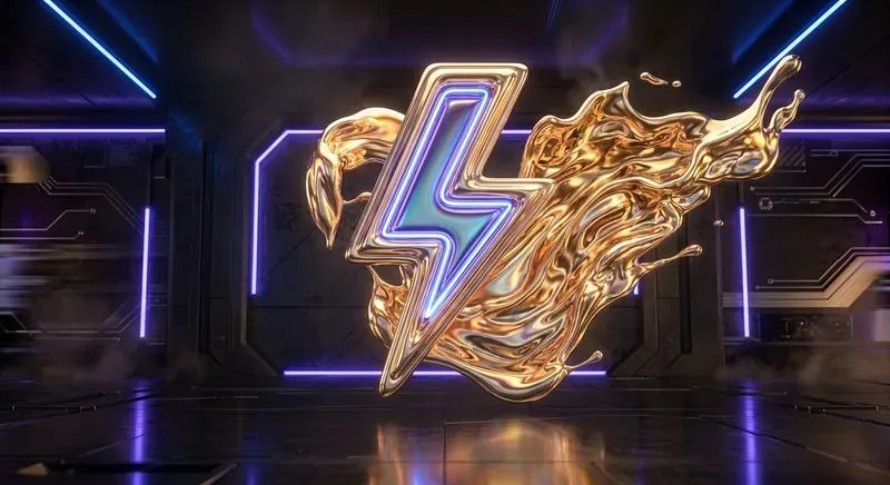 3D Liquid Chrome Neon Typographic Art