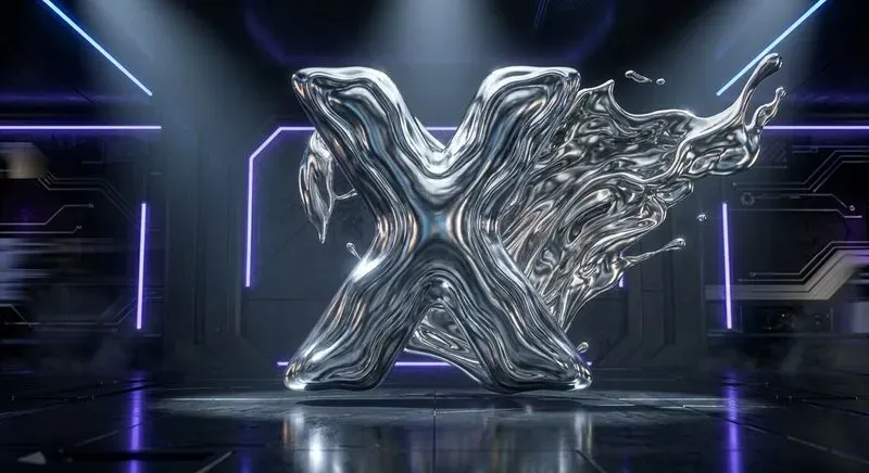 3D Liquid Chrome Neon Typographic Art