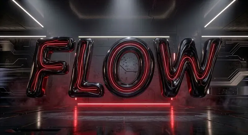 3D Liquid Chrome Neon Typographic Art