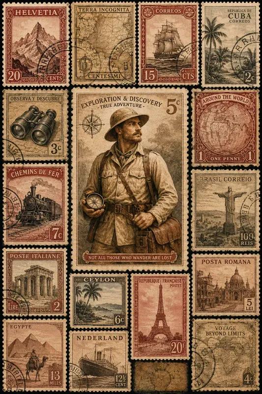Vintage Character Postage Collages