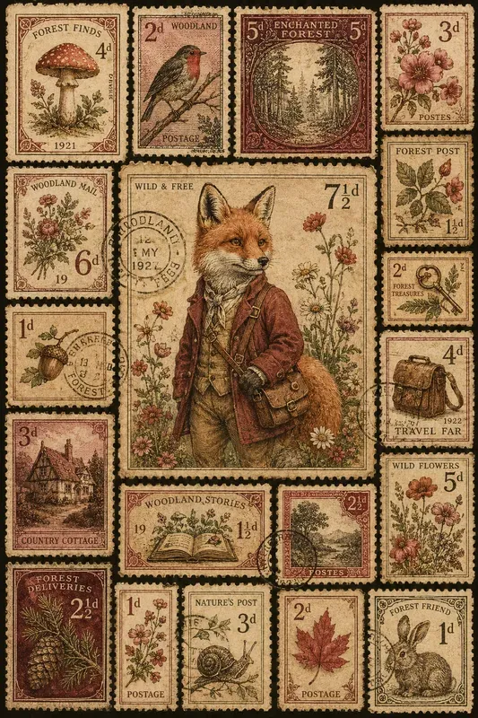 Vintage Character Postage Collages