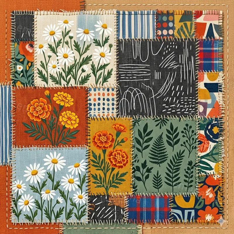 Textile Patchwork Illustrations