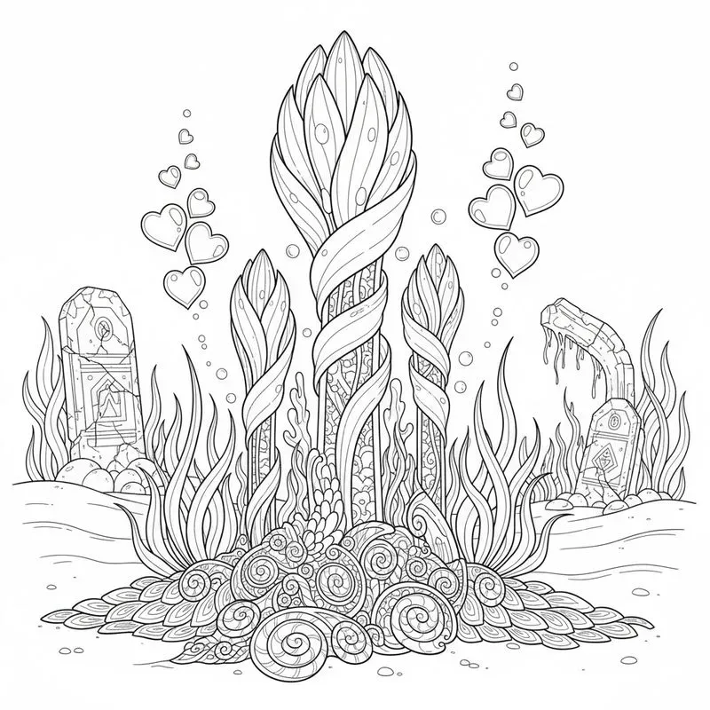 Surreal Underwater City Coloring Art