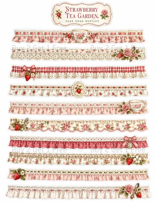 Faux Fabric Ruffle Border Ephemera