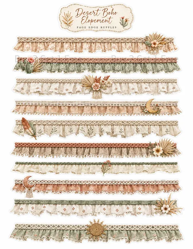 Faux Fabric Ruffle Border Ephemera