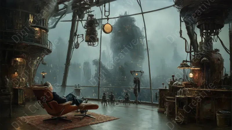 Dystopian Industrial Oil Paintings