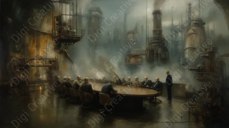 Dystopian Industrial Oil Paintings