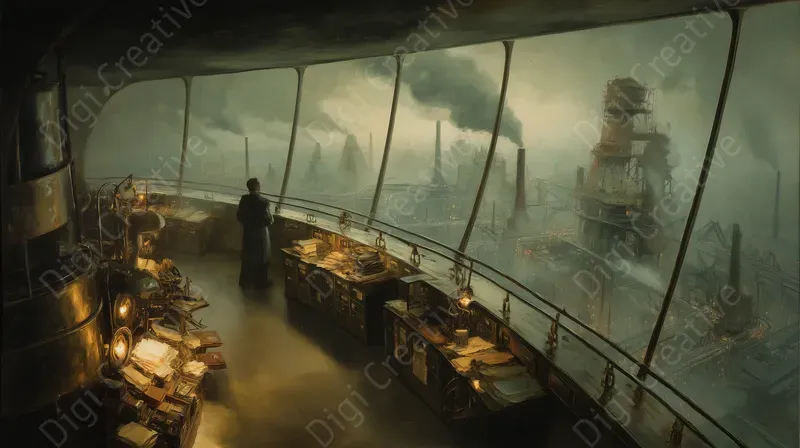 Dystopian Industrial Oil Paintings