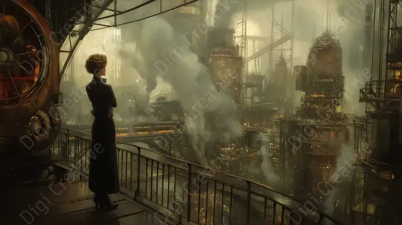 Dystopian Industrial Oil Paintings