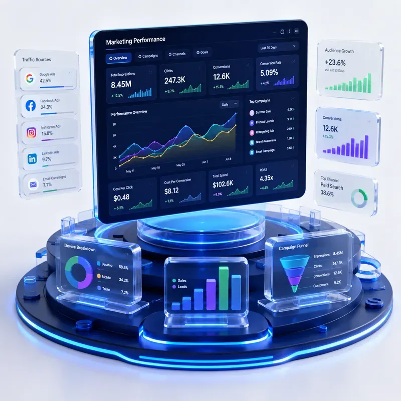Premium 3D Analytics Dashboard Art