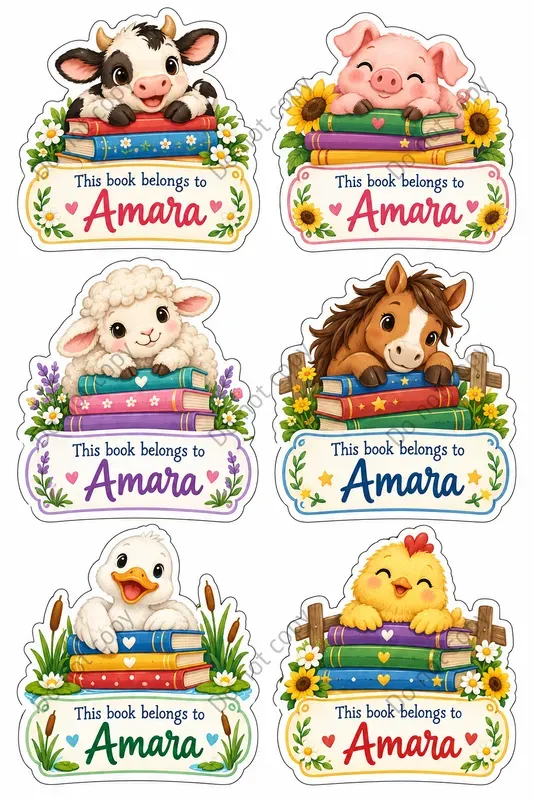 Cute Animal Bookplate Stickers