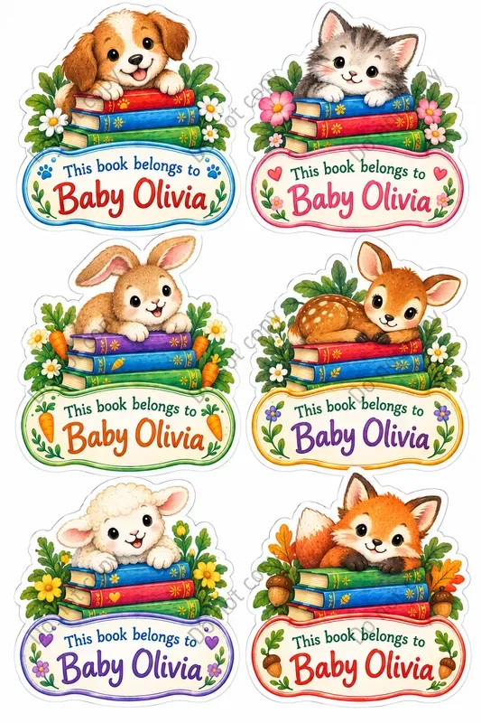 Cute Animal Bookplate Stickers