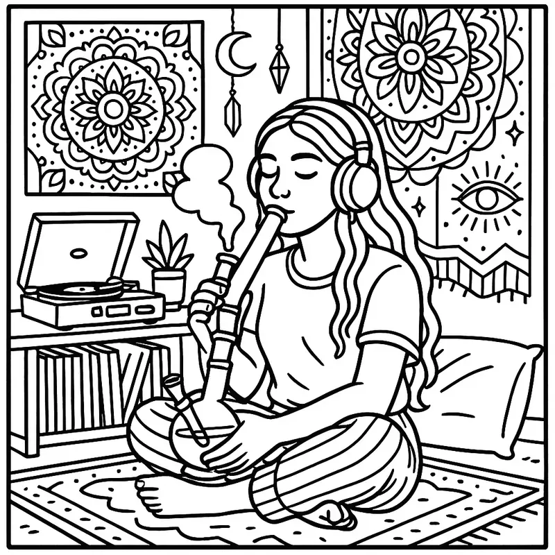 Stoner Girl Coloring Pages For Adults