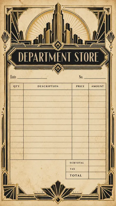Art Deco City Printable Shop Receipts