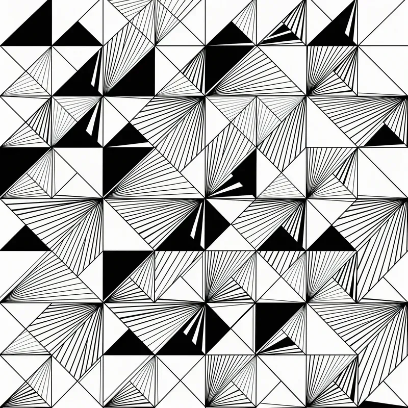 Digital Op Art Hypnotic Bw Geometries
