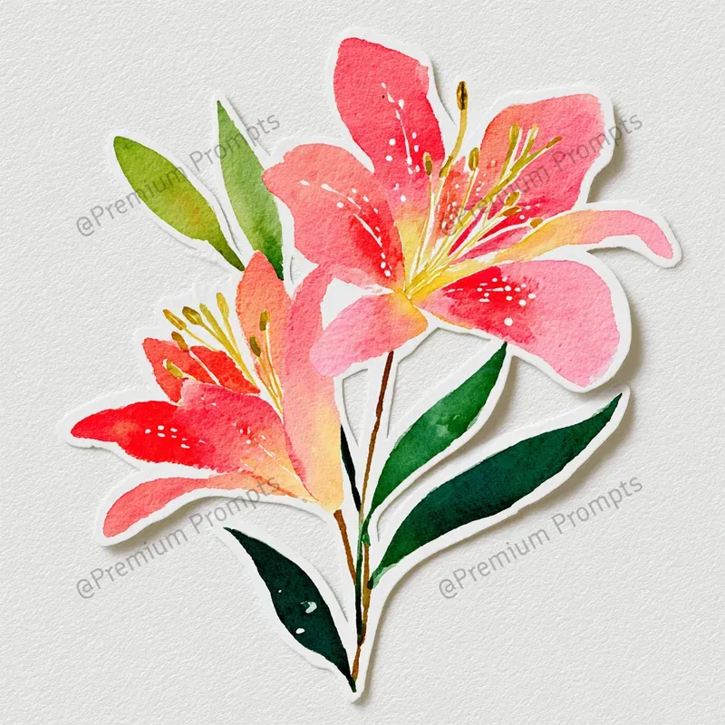 Watercolor Flower Sticker Cliparts