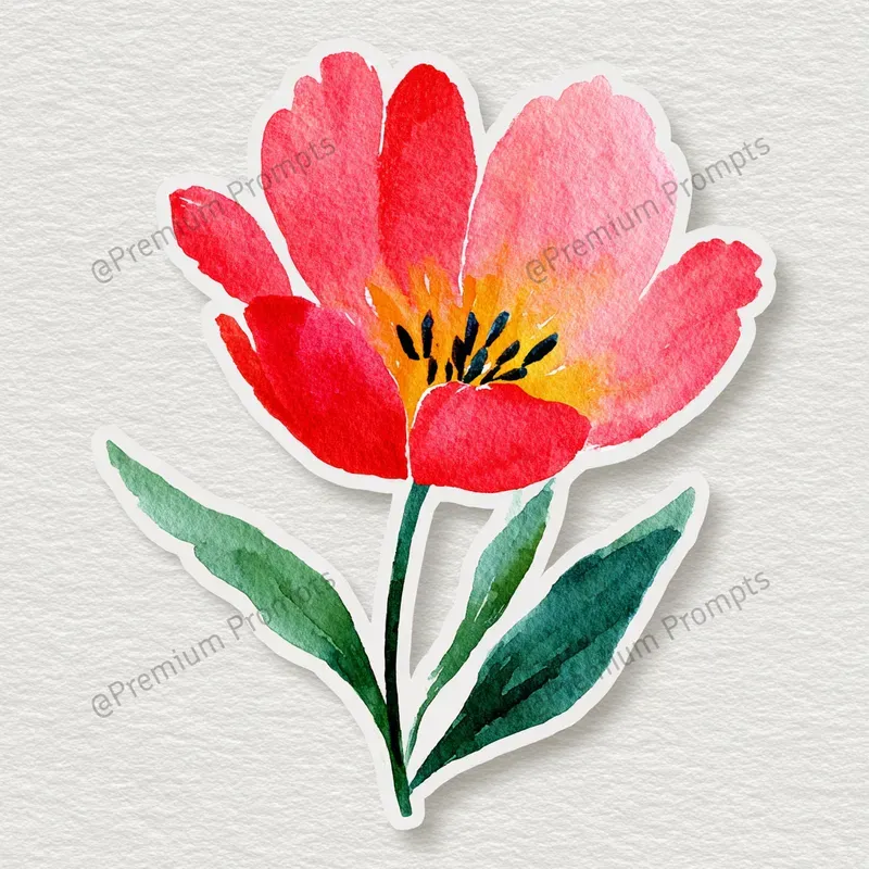 Watercolor Flower Sticker Cliparts