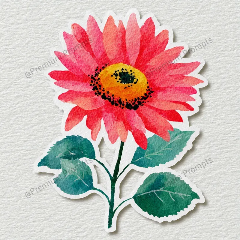Watercolor Flower Sticker Cliparts