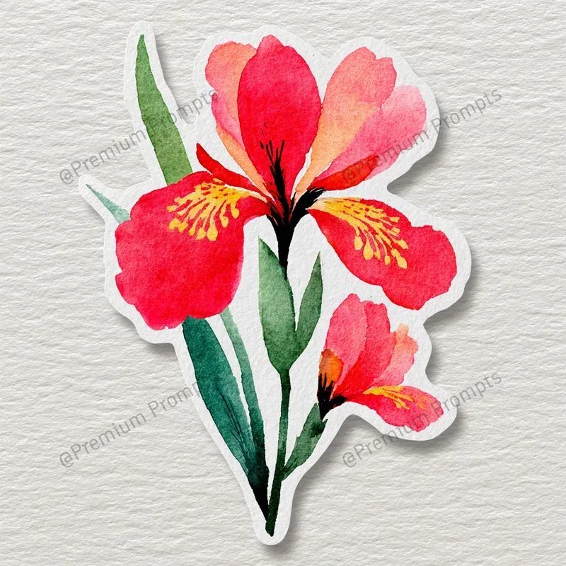 Watercolor Flower Sticker Cliparts