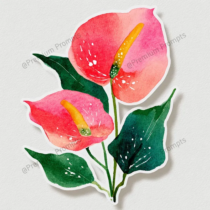 Watercolor Flower Sticker Cliparts