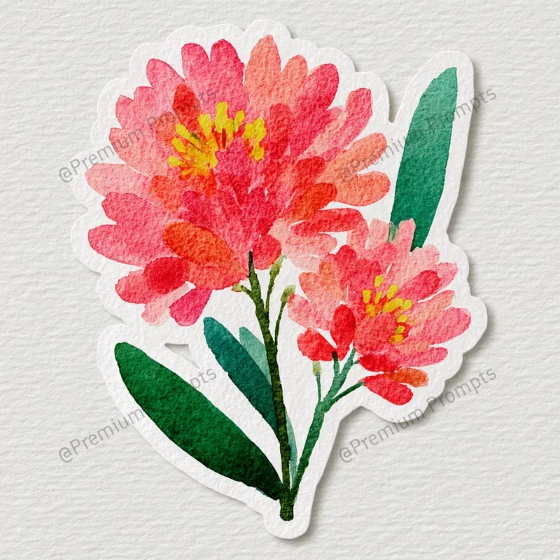 Watercolor Flower Sticker Cliparts