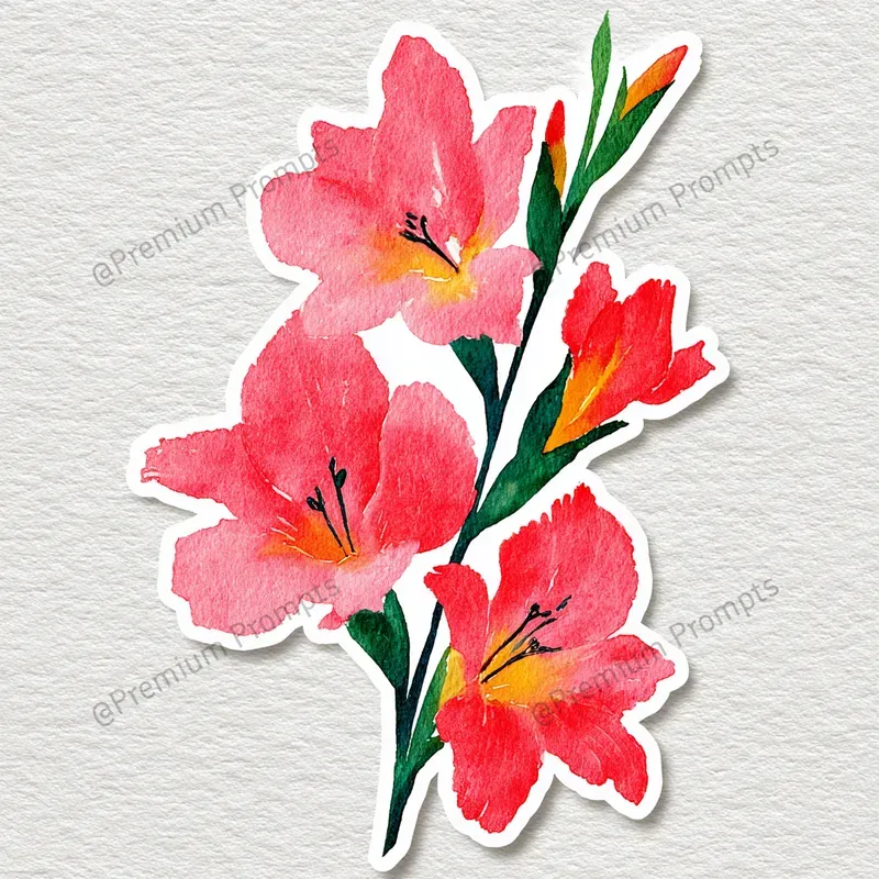 Watercolor Flower Sticker Cliparts