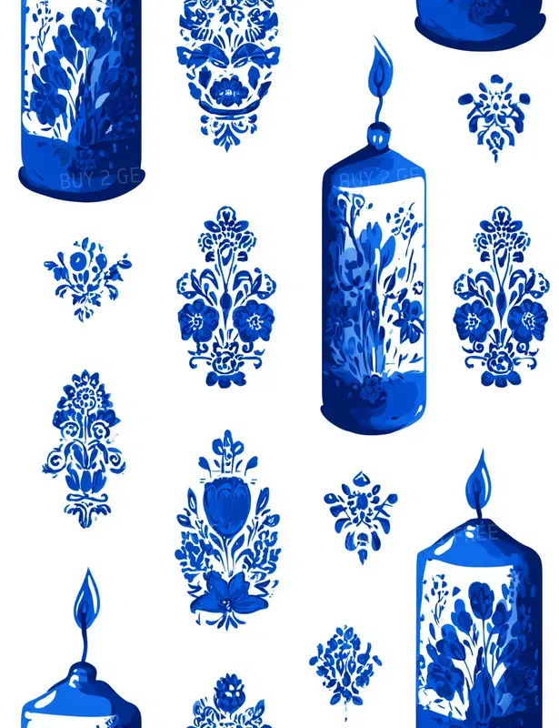 Easter Gzhel Seamless Blue Patterns