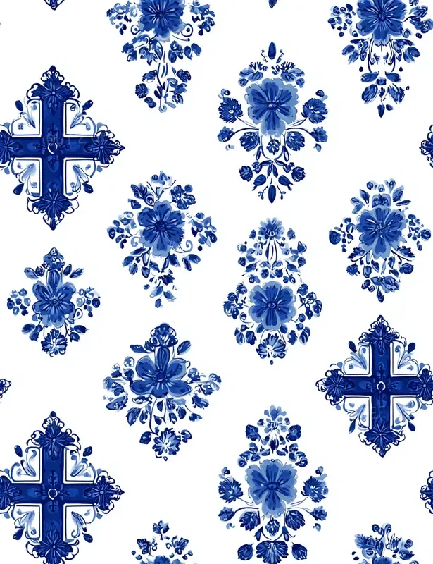 Easter Gzhel Seamless Blue Patterns
