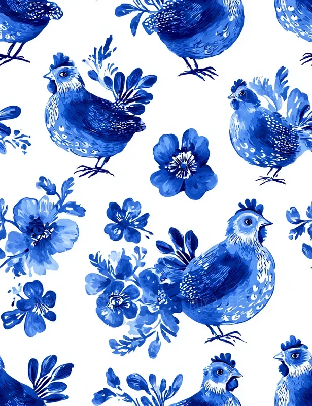 Easter Gzhel Seamless Blue Patterns