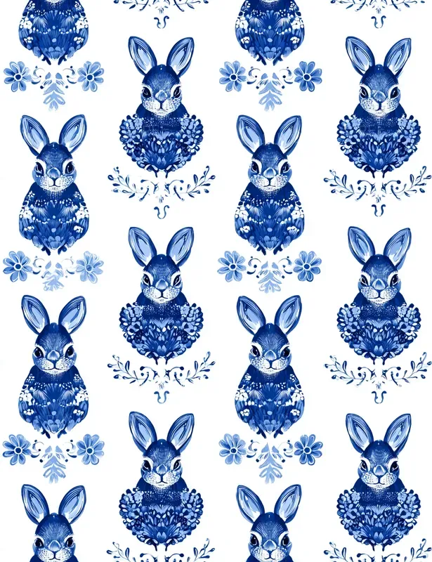 Easter Gzhel Seamless Blue Patterns