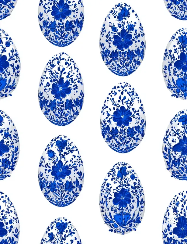 Easter Gzhel Seamless Blue Patterns