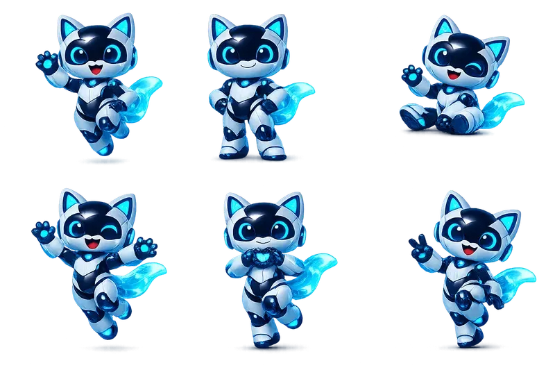 Neon 3D Mascot Multi Pose Generator