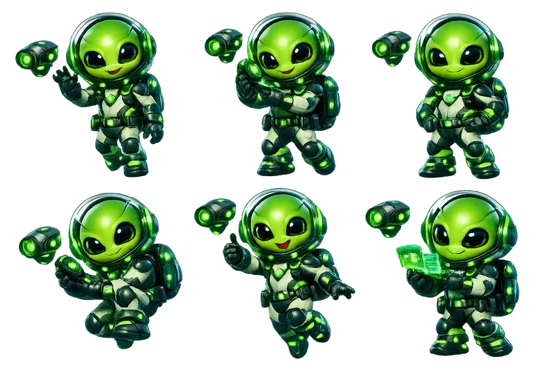 Neon 3D Mascot Multi Pose Generator