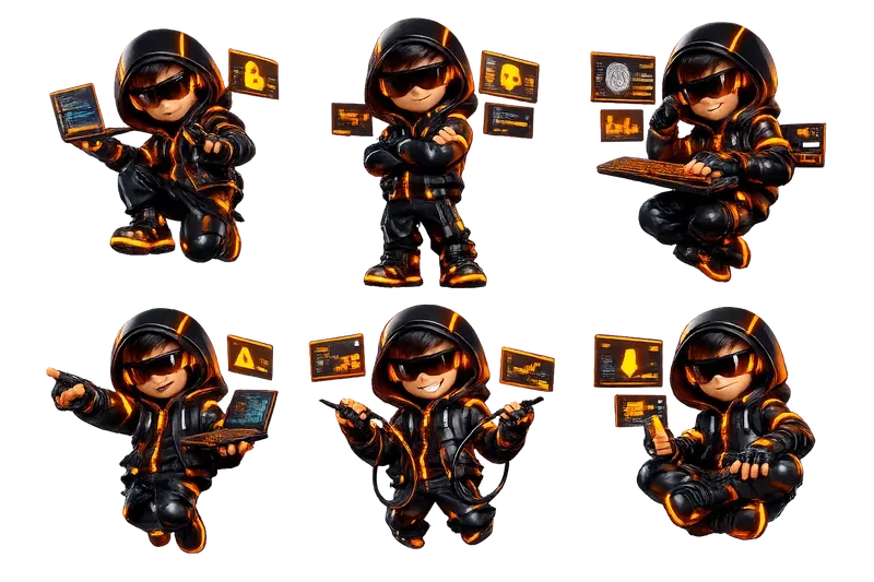 Neon 3D Mascot Multi Pose Generator