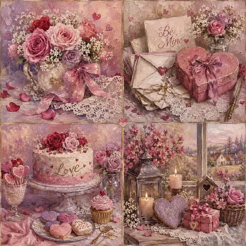 Seasonal Oil Painting Collage Sheets