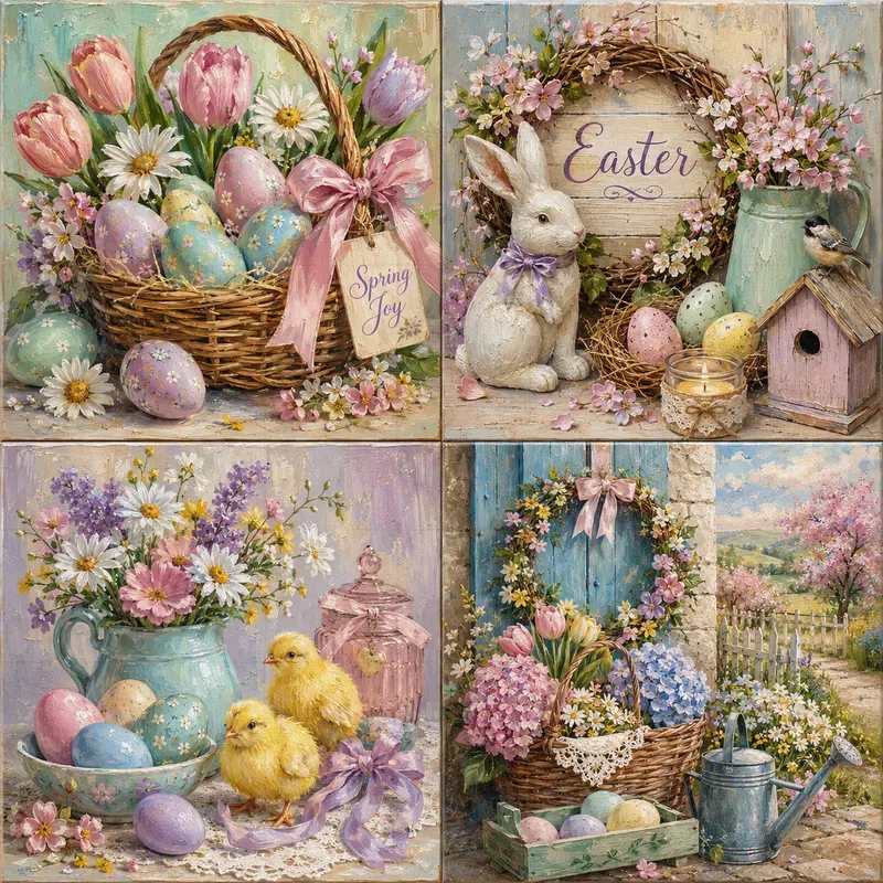 Seasonal Oil Painting Collage Sheets
