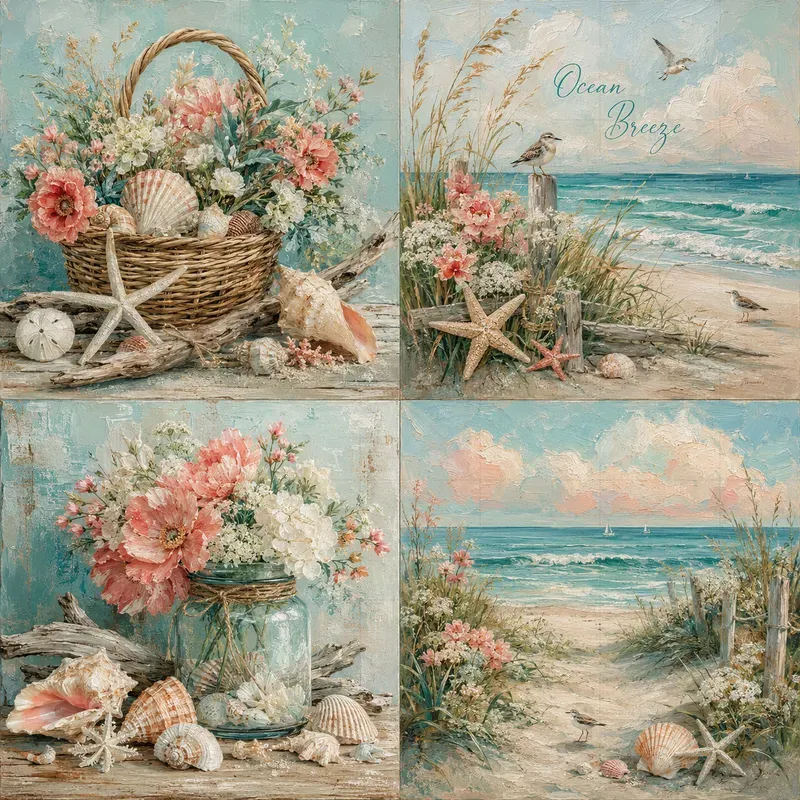 Seasonal Oil Painting Collage Sheets