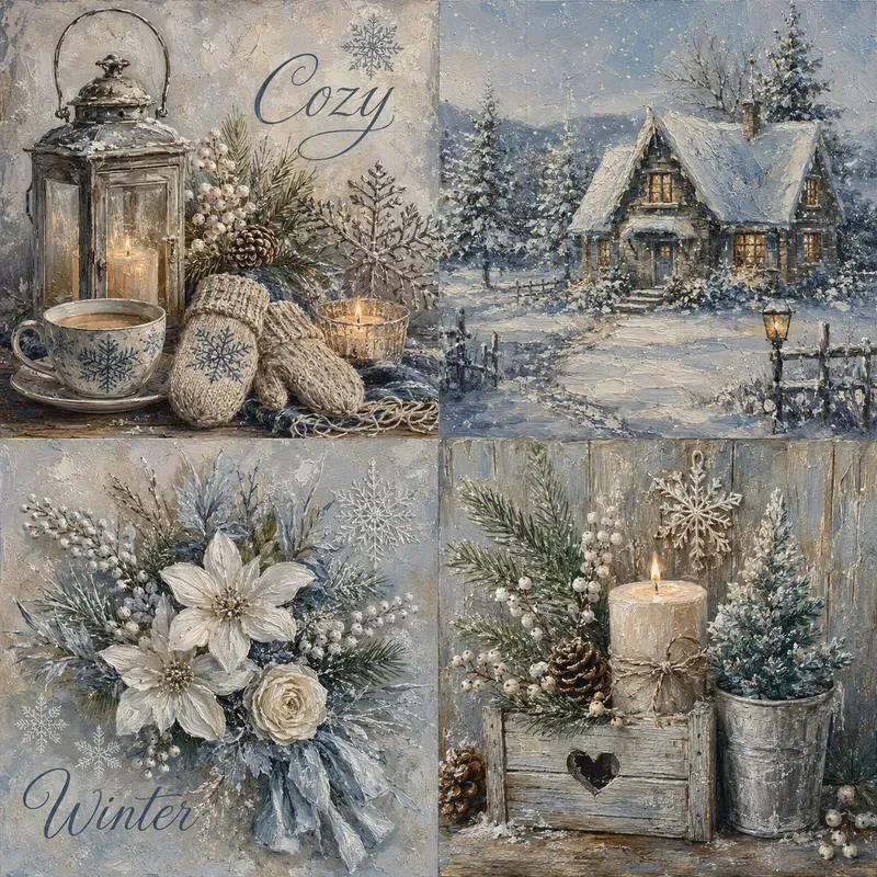 Seasonal Oil Painting Collage Sheets