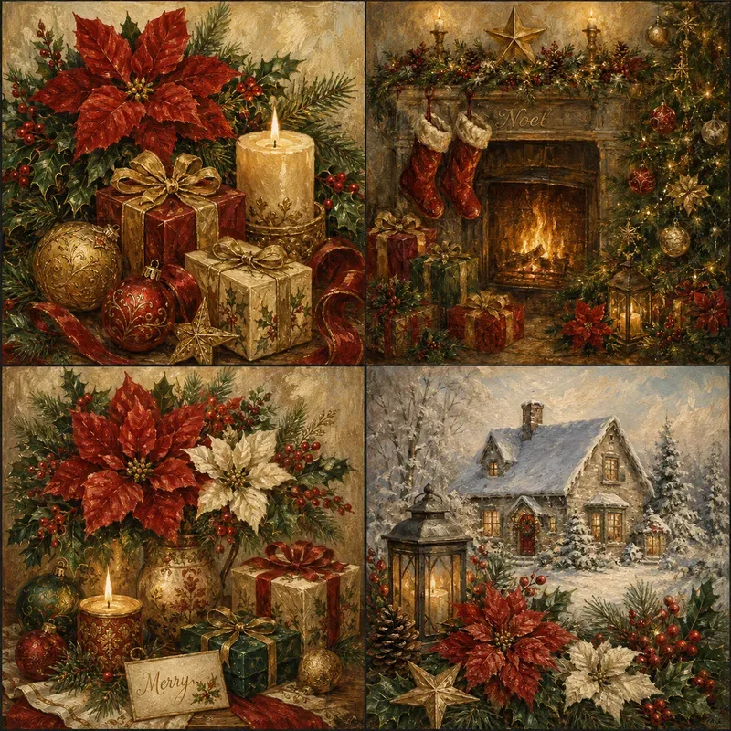 Seasonal Oil Painting Collage Sheets