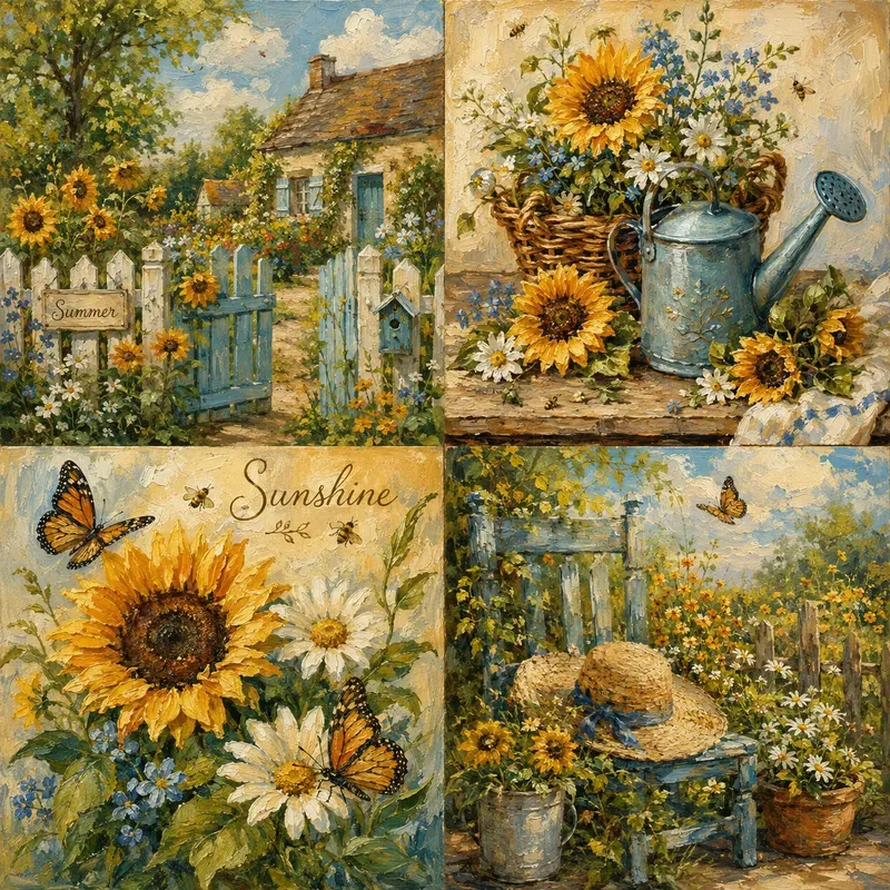 Seasonal Oil Painting Collage Sheets