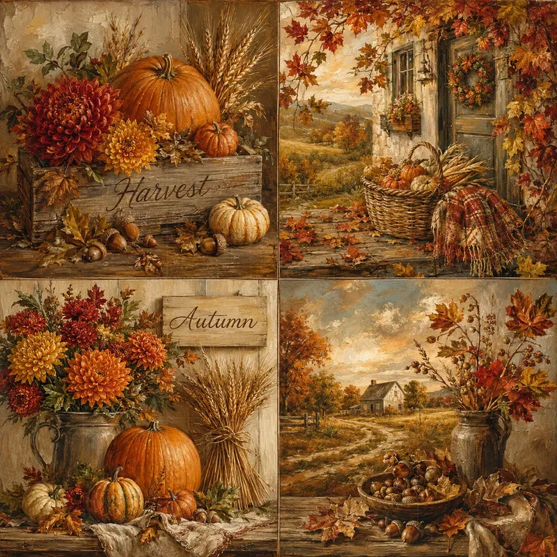 Seasonal Oil Painting Collage Sheets