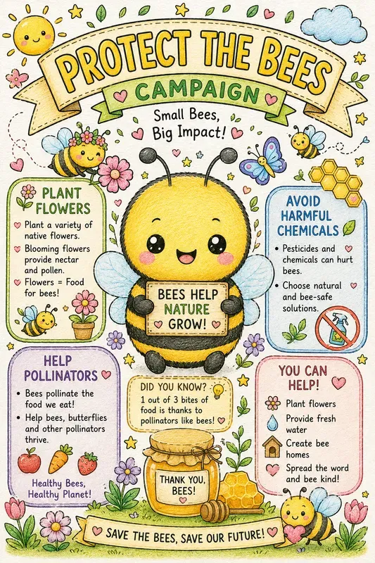 Cute Ecofriendly Kawaii Coloring Posters