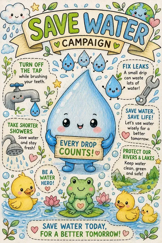 Cute Ecofriendly Kawaii Coloring Posters