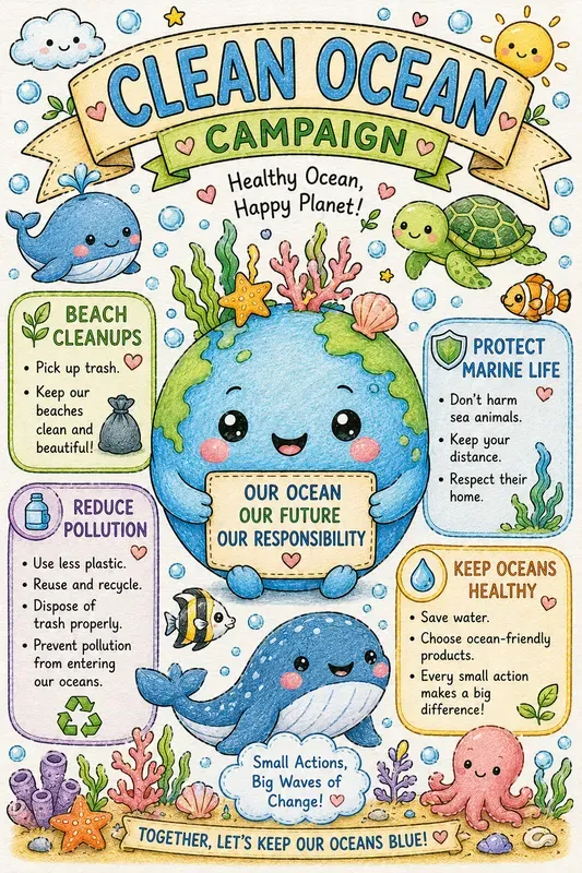 Cute Ecofriendly Kawaii Coloring Posters