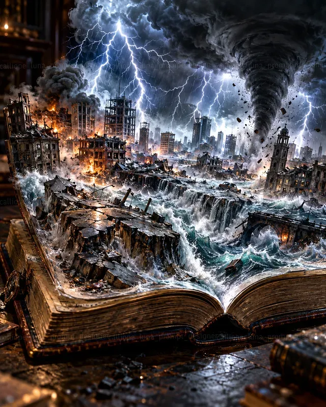 Hyperrealistic Disaster Book Worlds