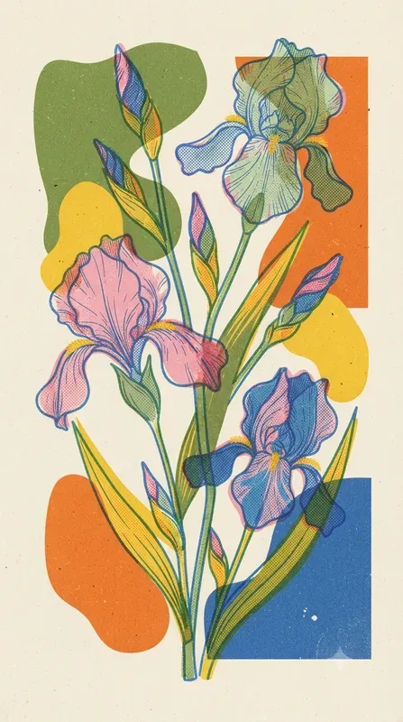 Vintage Riso Botanical Poster Collections