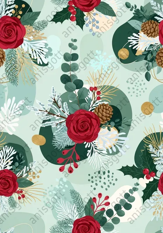 Christmas Abstract Winter Floral Pattern