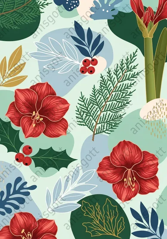 Christmas Abstract Winter Floral Pattern