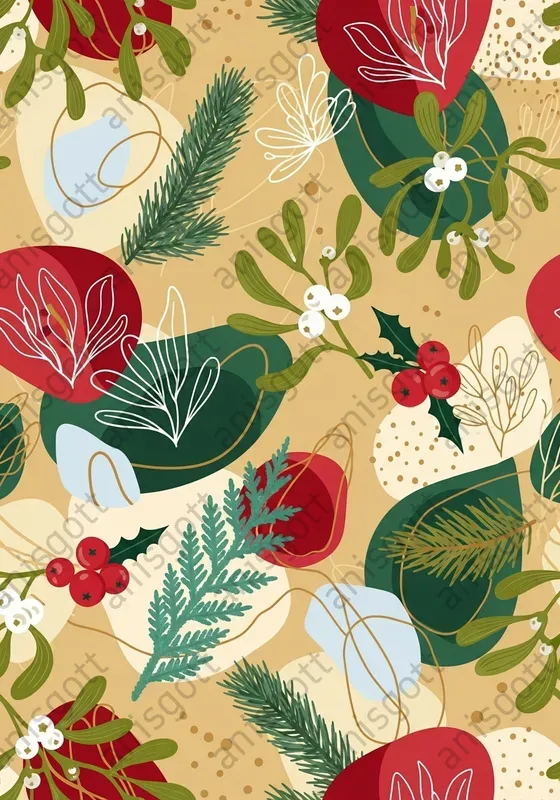 Christmas Abstract Winter Floral Pattern