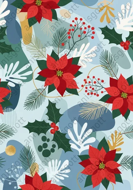 Christmas Abstract Winter Floral Pattern